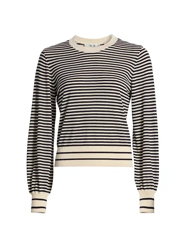 FRAME Women's The Striped Cotton-Blend Sweater - Cream Multi