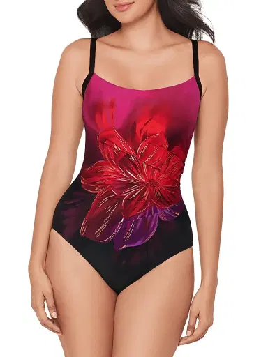 Miraclesuit Swim Women's Petali Rosa Starr One-Piece Swimsuit - Black Multi - Size 16 | Thumbnail 2 Miraclesuit Swim Women's Petali Rosa Starr One-Piece Swimsuit - Black Multi - Size 16 | Thumbnail 2