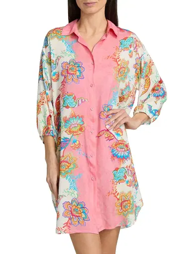 Johnny Was Women's Roisin Floral Mini-Shirtdress - Roisin - Size Large | Thumbnail 3 Johnny Was Women's Roisin Floral Mini-Shirtdress - Roisin - Size Large | Thumbnail 3