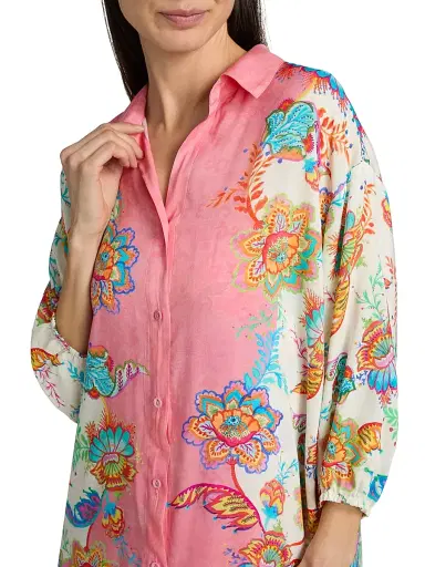 Johnny Was Women's Roisin Floral Mini-Shirtdress - Roisin - Size Large | Thumbnail 5 Johnny Was Women's Roisin Floral Mini-Shirtdress - Roisin - Size Large | Thumbnail 5