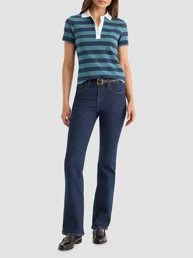 GOOD AMERICAN Women's The Easy Striped Polo - Summer Stripe - Size XS | Thumbnail 2