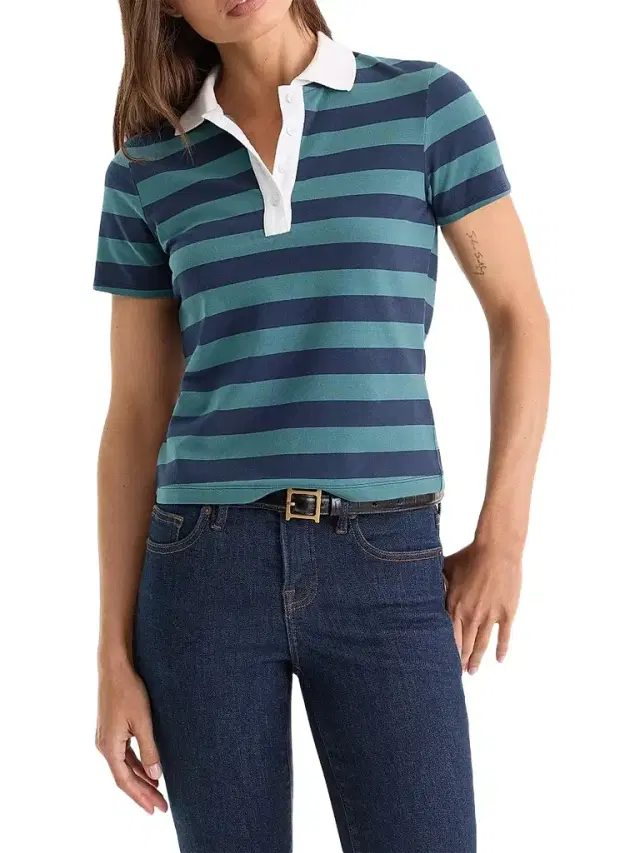 Good American Women's The Easy Striped Polo - Summer Stripe