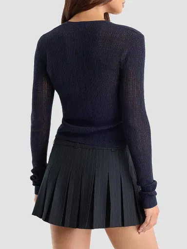 GOOD AMERICAN Women's The Open Knit Cardigan - Midnight Blue - Size XS | Thumbnail 3 GOOD AMERICAN Women's The Open Knit Cardigan - Midnight Blue - Size XS | Thumbnail 3