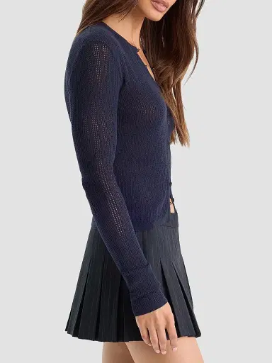 GOOD AMERICAN Women's The Open Knit Cardigan - Midnight Blue - Size XS | Thumbnail 5 GOOD AMERICAN Women's The Open Knit Cardigan - Midnight Blue - Size XS | Thumbnail 5