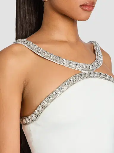 Retrofête Women's Ailsa Embellished Jersey Crepe Mini Dress - White Silver | Thumbnail 6 Retrofête Women's Ailsa Embellished Jersey Crepe Mini Dress - White Silver | Thumbnail 6