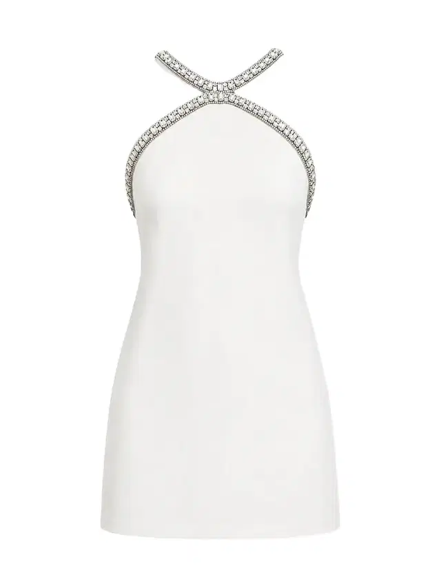 Women's Ailsa Embellished Jersey Crepe Mini Dress - White Silver