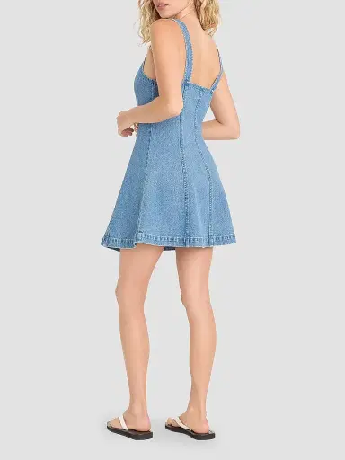 GOOD AMERICAN Women's The Flouncy Denim Mini Dress | Thumbnail 3
