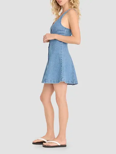 GOOD AMERICAN Women's The Flouncy Denim Mini Dress | Thumbnail 4