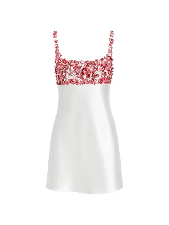 Retrofête Women's Winifred Embroidered Satin Mini Dress - White Coral