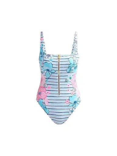 Lilly Pulitzer Women's Emil Zip-Up One-Piece Swimsuit - Starlight Navy - Size 10 | Thumbnail 1 Lilly Pulitzer Women's Emil Zip-Up One-Piece Swimsuit - Starlight Navy - Size 10 | Thumbnail 1