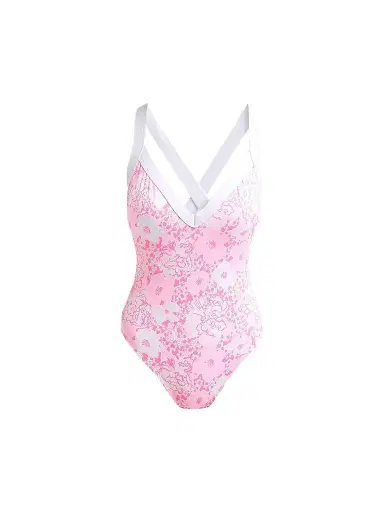 Lilly Pulitzer Women's Nioma Burst Of Joy One-Piece Swimsuit - Conch Shell - Size 12 | Thumbnail 1 Lilly Pulitzer Women's Nioma Burst Of Joy One-Piece Swimsuit - Conch Shell - Size 12 | Thumbnail 1