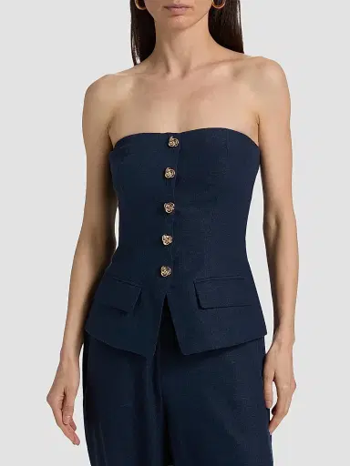 Generation Love Women's Quinn Linen-Blend Bustier Top | Thumbnail 3 Generation Love Women's Quinn Linen-Blend Bustier Top | Thumbnail 3