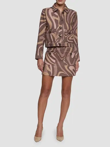 L'Agence Women's Nyx Abstract Cotton Crop Jacket | Thumbnail 2 L'Agence Women's Nyx Abstract Cotton Crop Jacket | Thumbnail 2
