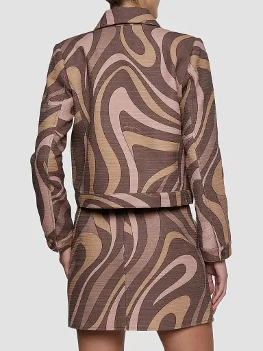 L'Agence Women's Nyx Abstract Cotton Crop Jacket | Thumbnail 3 L'Agence Women's Nyx Abstract Cotton Crop Jacket | Thumbnail 3