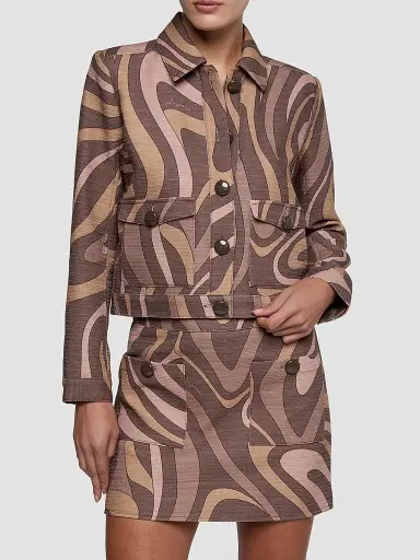 L'Agence Women's Nyx Abstract Cotton Crop Jacket | Thumbnail 4 L'Agence Women's Nyx Abstract Cotton Crop Jacket | Thumbnail 4