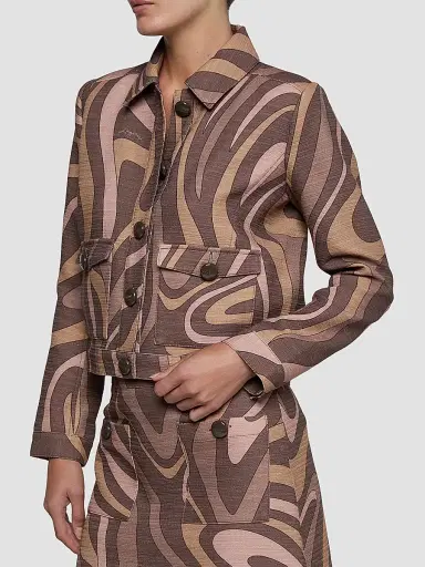 L'Agence Women's Nyx Abstract Cotton Crop Jacket | Thumbnail 5 L'Agence Women's Nyx Abstract Cotton Crop Jacket | Thumbnail 5