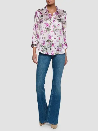L'Agence Women's Dani Floral Silk Blouse - Light Purple Grand Floral Rose - Size XL | Thumbnail 2 L'Agence Women's Dani Floral Silk Blouse - Light Purple Grand Floral Rose - Size XL | Thumbnail 2