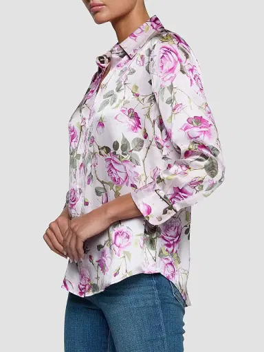 L'Agence Women's Dani Floral Silk Blouse - Light Purple Grand Floral Rose - Size XL | Thumbnail 5 L'Agence Women's Dani Floral Silk Blouse - Light Purple Grand Floral Rose - Size XL | Thumbnail 5