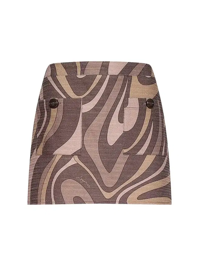 L'AGENCE Women's Cyra Printed Cotton High-Rise A-Line Mini Skirt - Sepia Brown Abstract Swirl