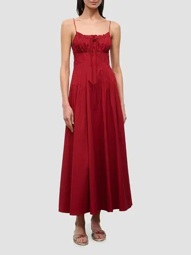 Staud Women's Margi Cotton Midi Dress - Rouge - Size 12 | Thumbnail 2