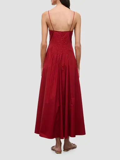 Staud Women's Margi Cotton Midi Dress - Rouge - Size 12 | Thumbnail 4