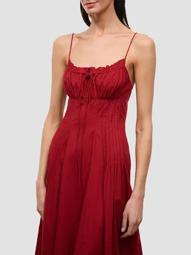 Staud Women's Margi Cotton Midi Dress - Rouge - Size 12 | Thumbnail 5