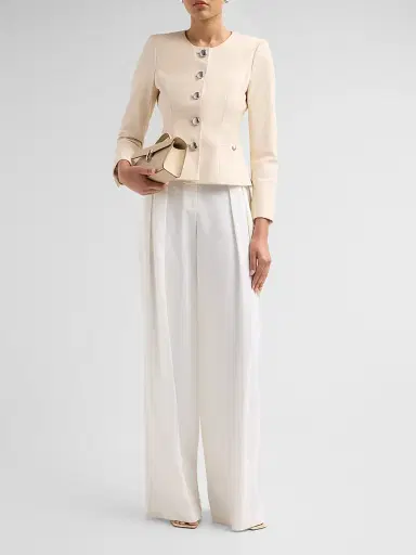 L'Agence Women's Mariella Collarless Leather Blazer - Vintage White - Size 14 | Thumbnail 2 L'Agence Women's Mariella Collarless Leather Blazer - Vintage White - Size 14 | Thumbnail 2