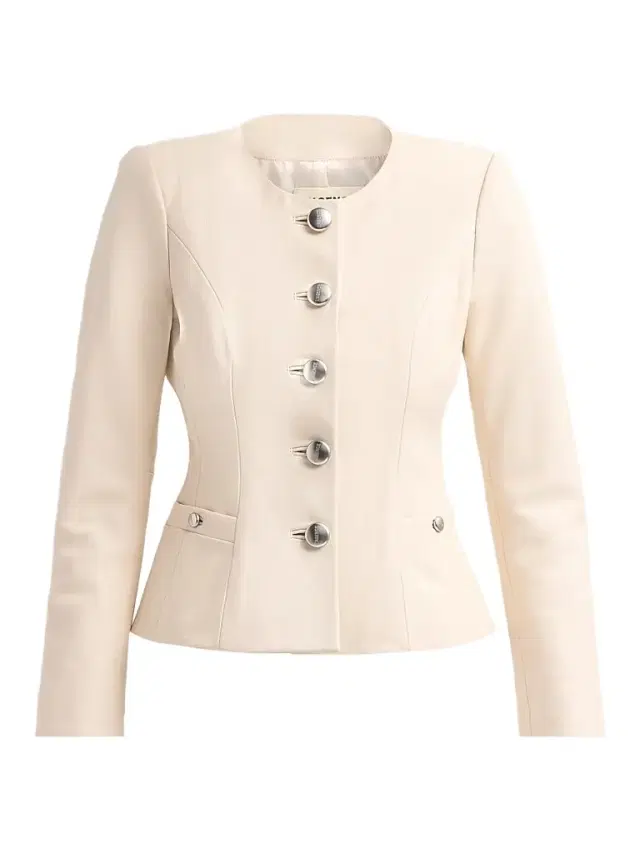L'AGENCE Women's Mariella Collarless Leather Blazer - Vintage White