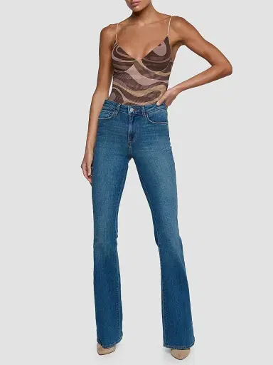 L'AGENCE Women's Elowen Underwire Bodysuit - Sepia Brown Abstract Swirl | Thumbnail 2 L'AGENCE Women's Elowen Underwire Bodysuit - Sepia Brown Abstract Swirl | Thumbnail 2