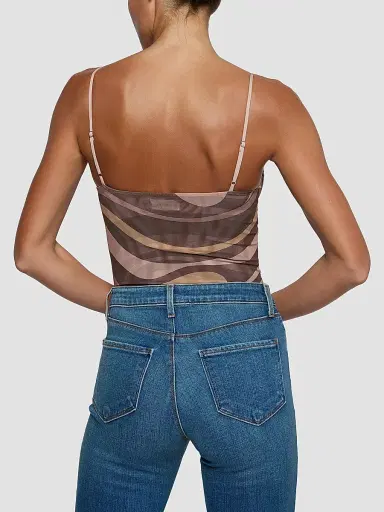 L'AGENCE Women's Elowen Underwire Bodysuit - Sepia Brown Abstract Swirl | Thumbnail 3 L'AGENCE Women's Elowen Underwire Bodysuit - Sepia Brown Abstract Swirl | Thumbnail 3