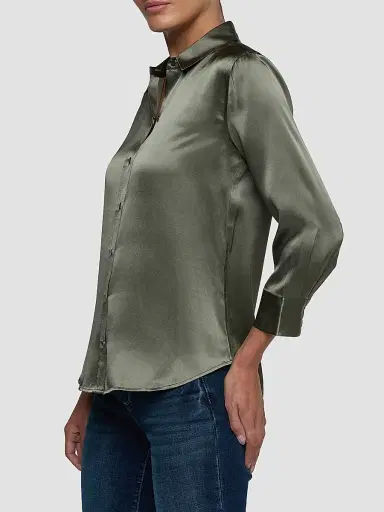 L'Agence Women's Dani Silk Three-Quarter-Length Sleeve Blouse - Smokey Olive - Size Large | Thumbnail 5 L'Agence Women's Dani Silk Three-Quarter-Length Sleeve Blouse - Smokey Olive - Size Large | Thumbnail 5