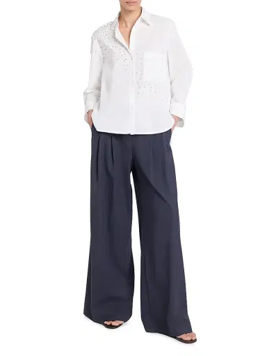 TWP Women's Next Morning Embellished Cotton Shirt | Thumbnail 2