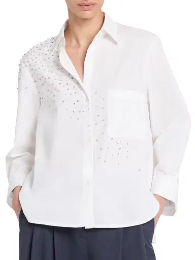 TWP Women's Next Morning Embellished Cotton Shirt | Thumbnail 3