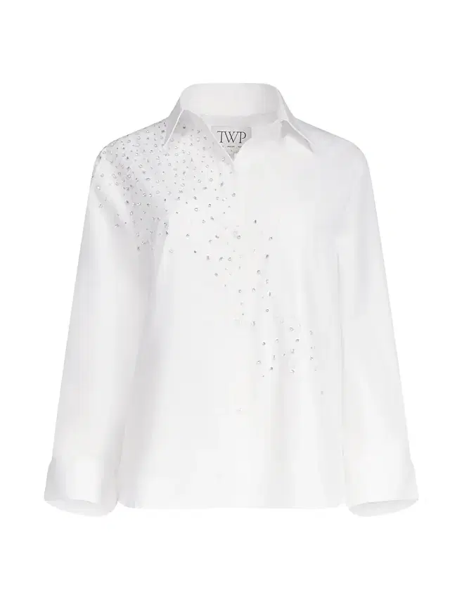 TWP Women's Next Morning Embellished Cotton Shirt - White