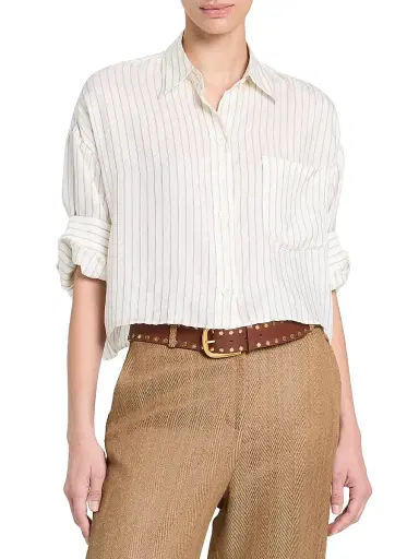 TWP Women's Next Ex Striped Cotton Shirt - White Blue - Size Medium | Thumbnail 3 TWP Women's Next Ex Striped Cotton Shirt - White Blue - Size Medium | Thumbnail 3
