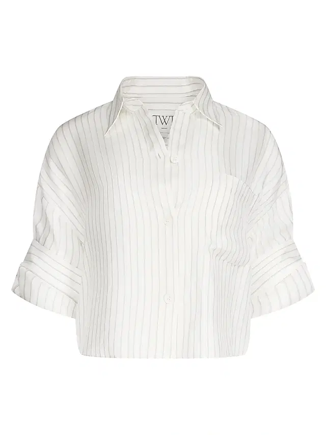 TWP Women's Next Ex Striped Cotton Shirt - White Blue