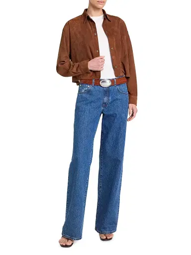 TWP Women's Little Big Joe Drop Shoulder Suede Jacket - Cigar - Size XL | Thumbnail 2