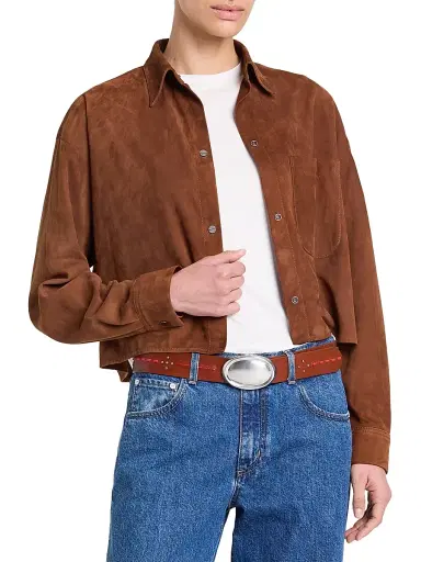 TWP Women's Little Big Joe Drop Shoulder Suede Jacket - Cigar - Size XL | Thumbnail 3