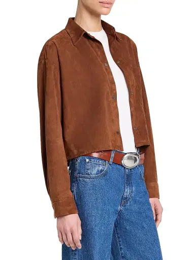 TWP Women's Little Big Joe Drop Shoulder Suede Jacket - Cigar - Size XL | Thumbnail 4