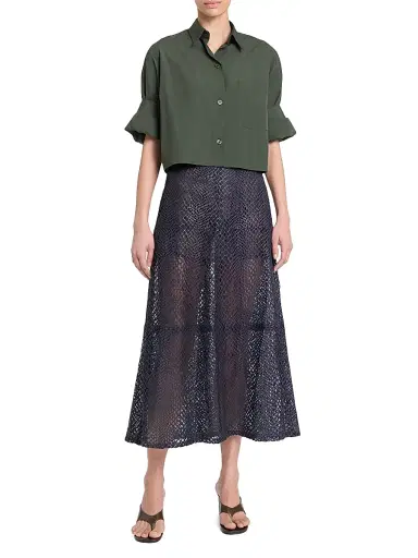 TWP Women's Mesh Leather A-Line Mid-Skirt - Night Sky - Size 4 | Thumbnail 2