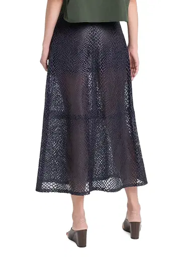 TWP Women's Mesh Leather A-Line Mid-Skirt - Night Sky - Size 4 | Thumbnail 5