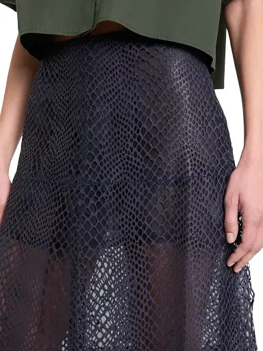 TWP Women's Mesh Leather A-Line Mid-Skirt - Night Sky - Size 4 | Thumbnail 6