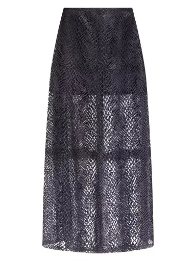 TWP Women's Mesh Leather A-Line Mid-Skirt - Night Sky - Size 4 | Thumbnail 1