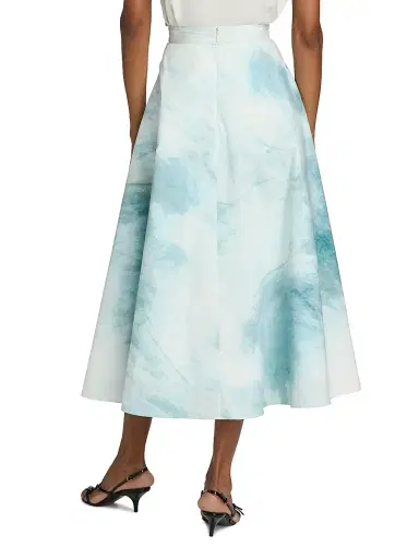 Oscar de la Renta Women's Beach Print Cotton Poplin Circle Midi-Skirt - Blue Green | Thumbnail 5 Oscar de la Renta Women's Beach Print Cotton Poplin Circle Midi-Skirt - Blue Green | Thumbnail 5