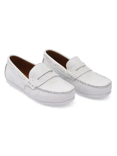 Moustache Little Boy's & Boy's Penny Dress Shoes - White 6 (Child) | Thumbnail 4