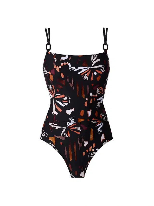 Women's Chrysalis Butterfly Print One-Piece Swimsuit - Black Multi