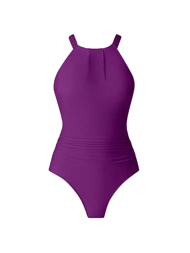 Women's Solids Amelia Halterneck One-Piece Swimsuit - Violette