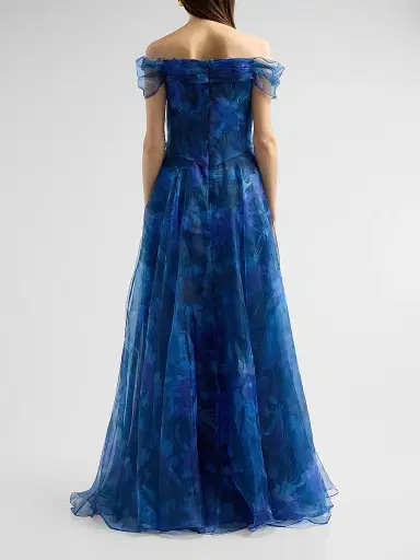 Rene Ruiz Collection Women's Off-The-Shoulder Draped Organza Gown | Thumbnail 3