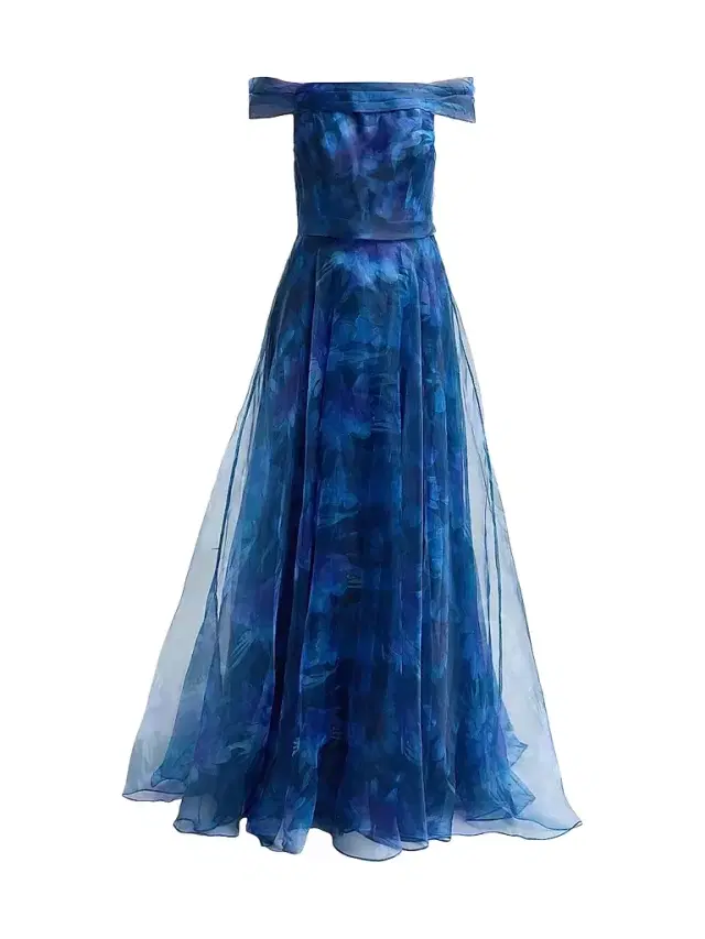 Rene Ruiz Collection Women's Off-The-Shoulder Draped Organza Gown
