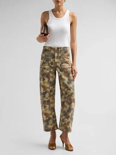 Le Jean Women's Camouflage Barrel-Leg Utility Jeans | Thumbnail 2 Le Jean Women's Camouflage Barrel-Leg Utility Jeans | Thumbnail 2